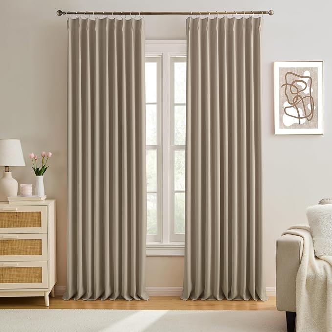 60 Wide Pinch Pleated Window Curtain Panels 105 Inches Long Custom Made Pleated by KEQIAOSUOCAI