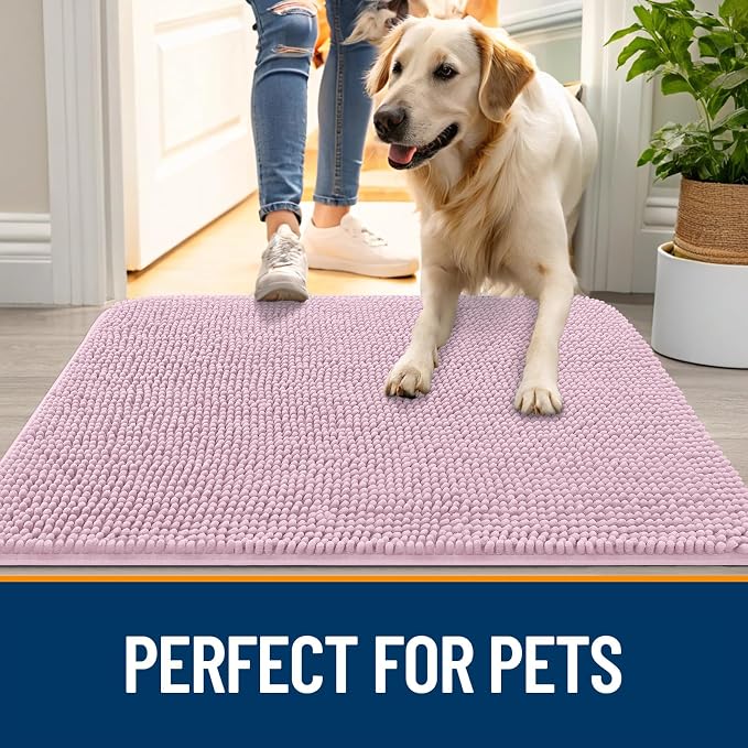 OLANLY Dog Door Mat for Muddy Paws 47x24, Super Absorbent Chenille Mud Mat | - Image 6