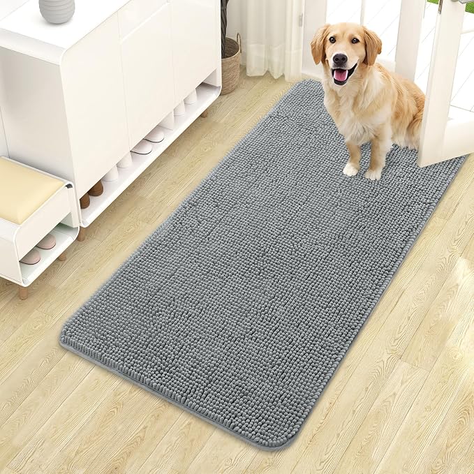 OLANLY Dog Door Mat for Muddy Paws 44x24, Super Absorbent Chenille Mud Mat | by OLANLY