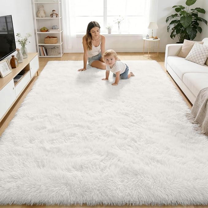 OLANLY Area Rugs for Living Room Bedroom, Machine Washable 4x5.9 ft Soft Fluffy by OLANLY