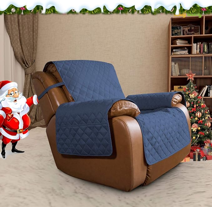 Easy-Going Reversible Couch Cover, Oversized Recliner, Dark Blue/Light Blue | - Image 2