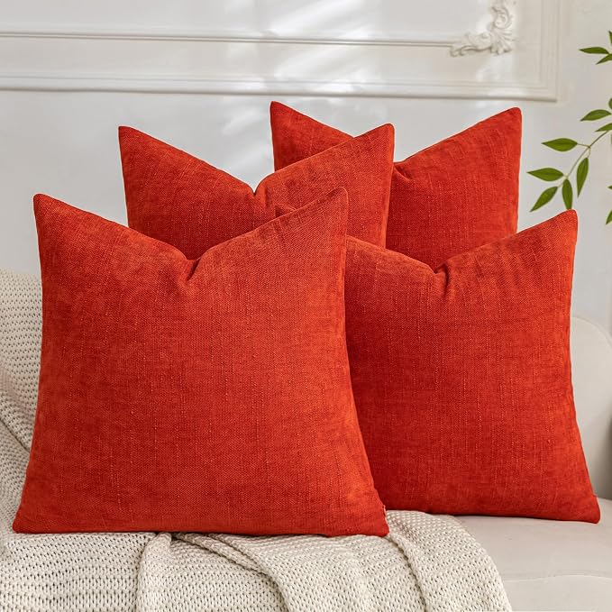 Set of 4 Soft Textured Decorative Throw Pillow Covers 18x18 Inch Cozy Farmhouse by Cozoomy
