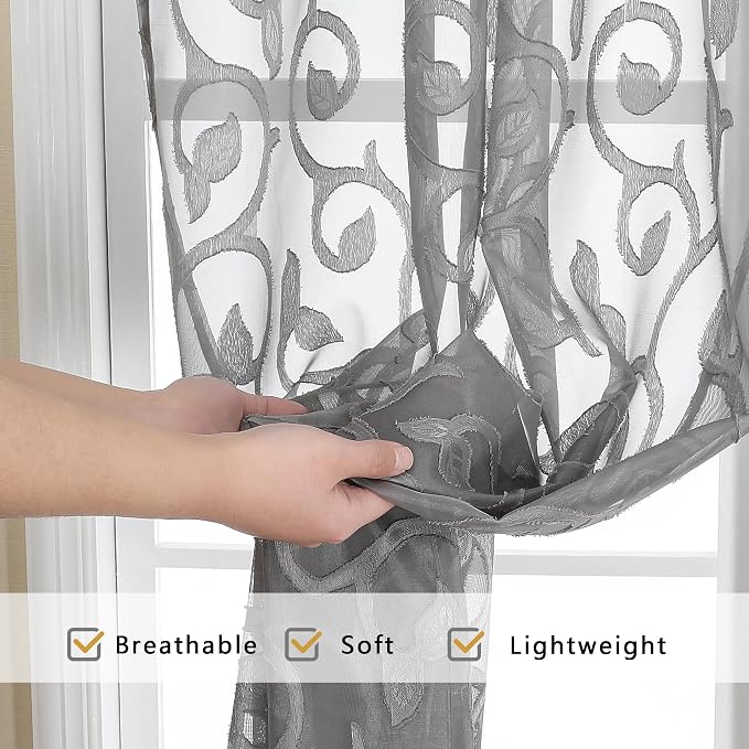 Furman Sheer Charcoal Gray Curtains 90 inches Long - Image 6