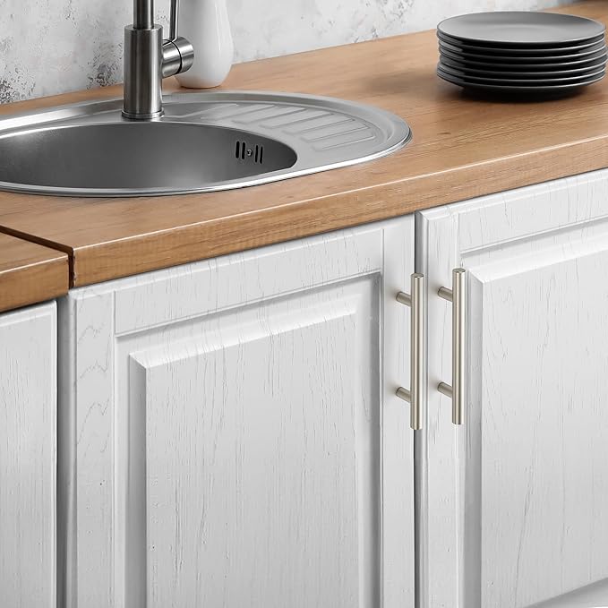 JOY DECOR 20 Pack Cabinet Handles, Brushed Nickel Cabinet Pulls, 3-3/4 in Hole Center Kitchen Cabinet Handles, Stainless Steel T Bar Handles for Dresser Drawers