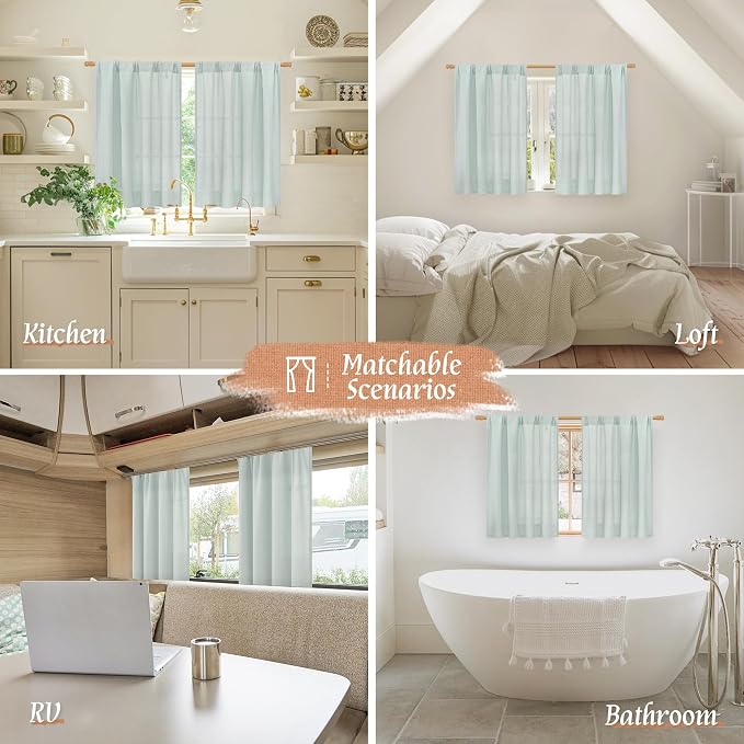 48 Inch Length Short Window Linen Curtains - Image 6