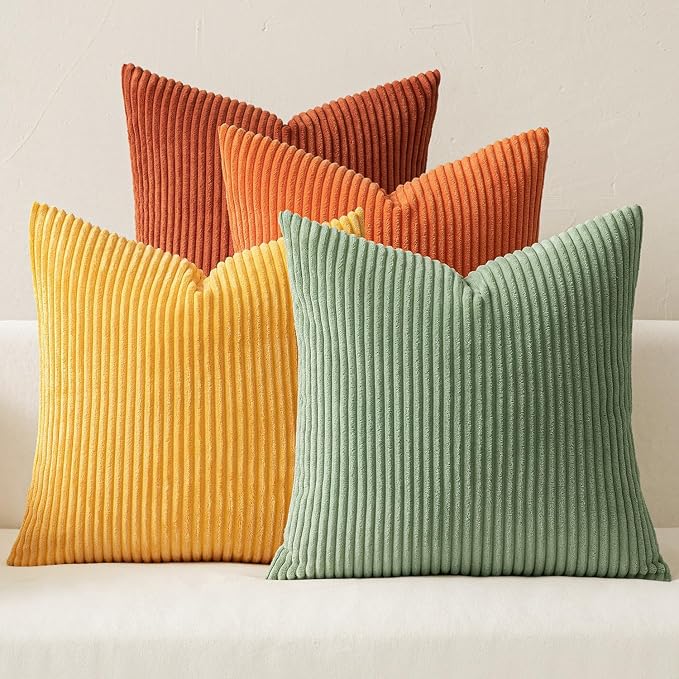 MIULEE Fall Decorative Throw Pillow Covers Yellow Rust Green 24x24 | Set of 4 by MIULEE