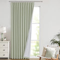 Vision Home Soft Green Pinch Pleated Full Blackout Curtains Linen Blended Room by VisionHome