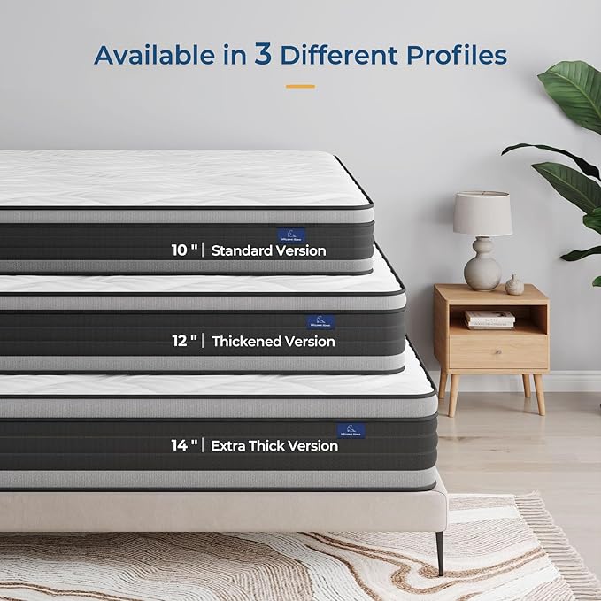 Vesgantti Queen Mattress, 10 Inch Hybrid Queen Size Mattress with Memory Foam and Individually Pocket Spring, Pressure Relief and Supportive, Medium Firm Feel, Mattress in a Box