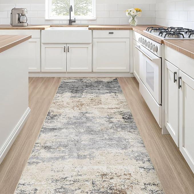 LOONGRUG Runner Rug 2x6 Washable Non-Slip Kitchen Neutral Modern Rug | Abstract by LOONGRUG
