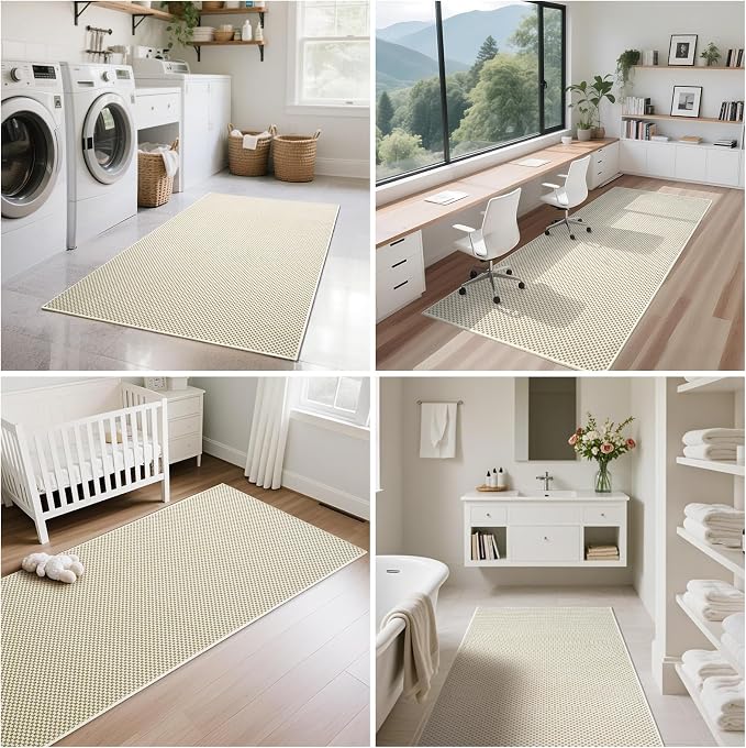 Hallway Runner Rug Woven Washable Long Kitchen Runner Beige 2x5 ft | Boho Soft - Image 8