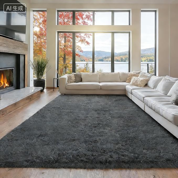 8x10 Area Rug Fluffy Shaggy Ultra Soft Faux Fur Non-Slip Machine Washable Carpet by Unknown