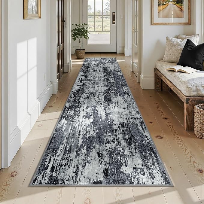 RELEANY Washable Runner 2'6"x12' Abstract Area Rug - Image 2