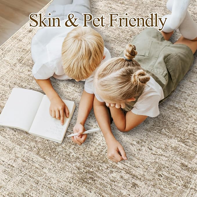 Soalmost Washable Area Rug 8x10 Large Soft Brown Rugs - Image 7