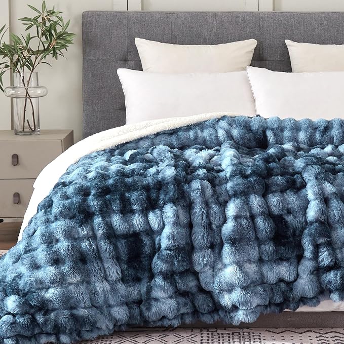 60x80 Inches Ultra-Soft Fuzzy Faux Fur Plush Twin Size Blanket by Serenhom