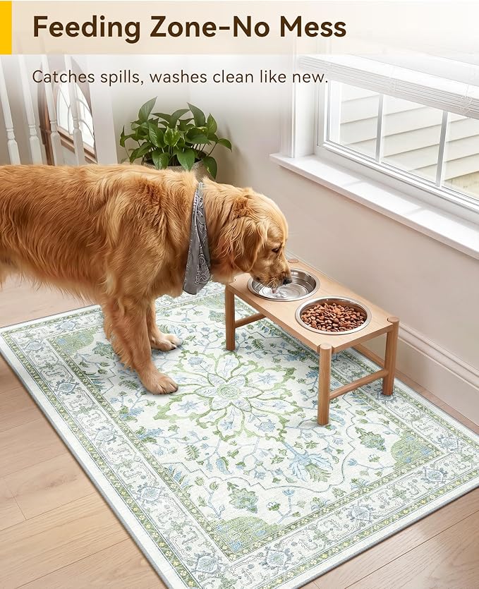RELEANY Washable Area Rug, Small 2'x3', Water Repellent, Pet Friendly, Vintage - Image 3