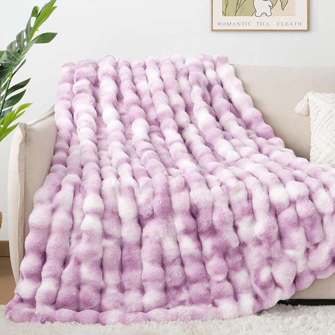 Luxury 1000GSM Faux Rabbit Fur Throw Blanket - Image 5