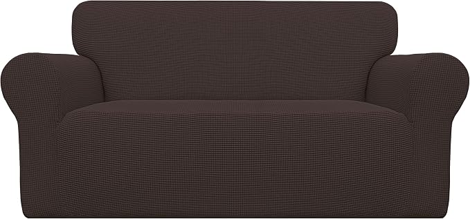 Easy-Going Stretch Oversized Loveseat Couch Covers Washable Chocolate | 1-Piece by Easy-Going