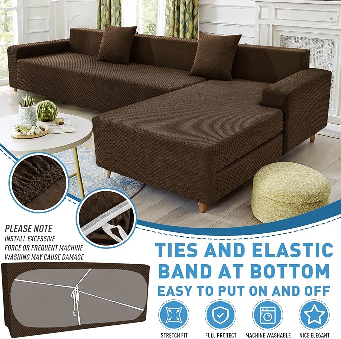ZNSAYOTX Sectional Couch Covers, Stretch Jacquard Slipcovers - Image 3
