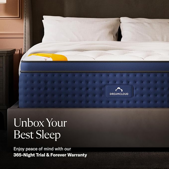 DreamCloud Premier Rest 14" Twin Mattress - Luxury Hybrid Memory Foam - 365 Night Trial - Premium Pressure-Relieving Layers - Forever Warranty - Mattress in a Box - CertiPUR-US Certified