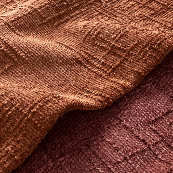 MIULEE Chenille Textured Fall Throw Pillow Covers Burnt Orange 18x18 | Set of 2 - Image 7