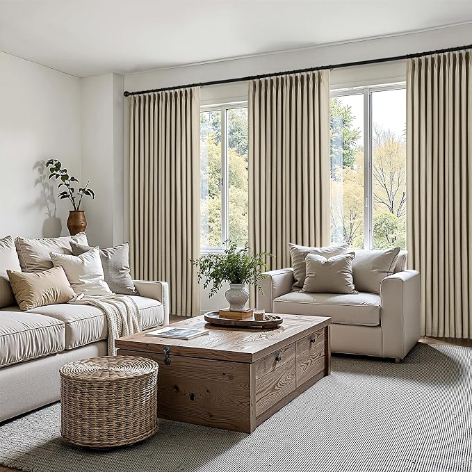 Topfinel 102 Inch Curtains 2 Panels Set, Two Packs Pinch Pleat Back Tab Linen - Image 8