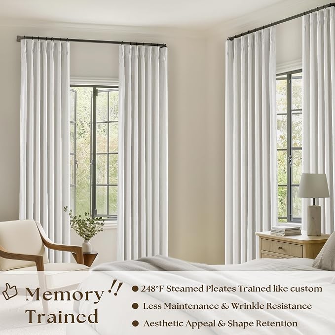 90 Inch Linen Blackout Curtains Pinch Pleated - Image 2