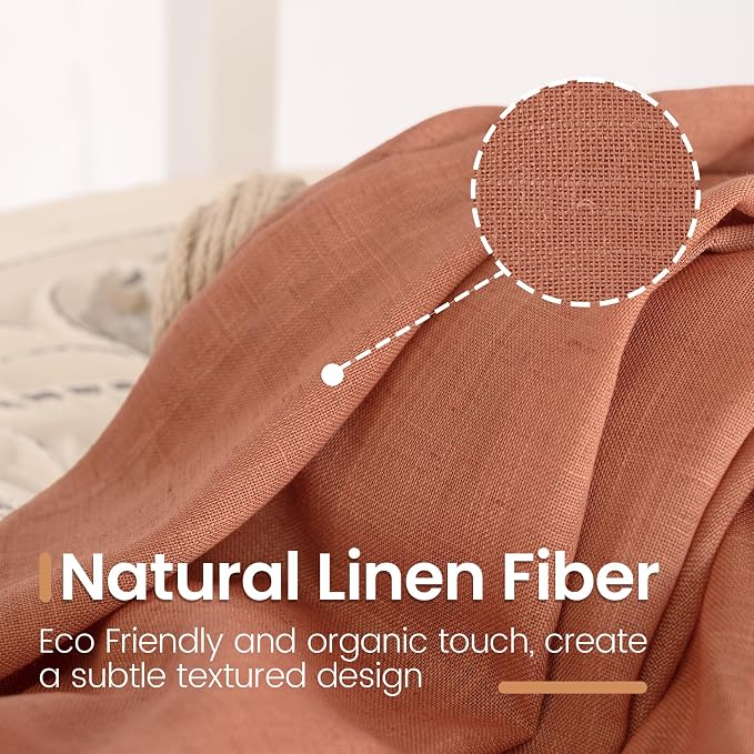 BGment Rust Terracotta Linen Curtains 63 Inches Long - Image 3