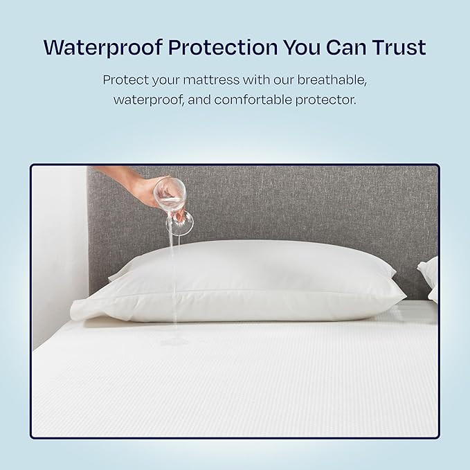 California Design Den Premium Waterproof Mattress Protector for King Size Bed - Soft, Cooling, Noiseless, Machine Washable, Fitted Mattress Cover with 8-20 Inch Deep Pockets