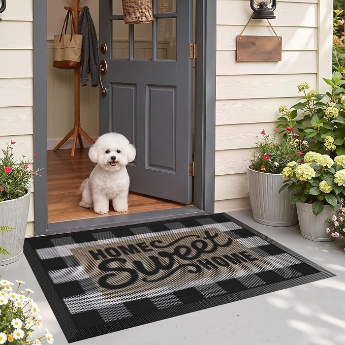 LUMI Outside Welcome Door Mat 32x47, Non-Slip Durable Rubber Easy Clean | Sweet - Image 7