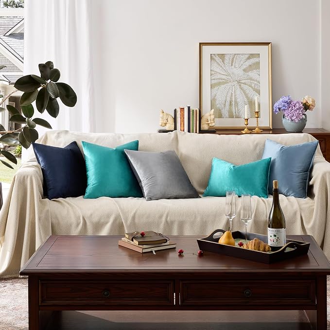 GIGIZAZA Teal Pillow Covers 12x20 Decorative Pillows Pack of 2 | Lumbar Blue - Image 7