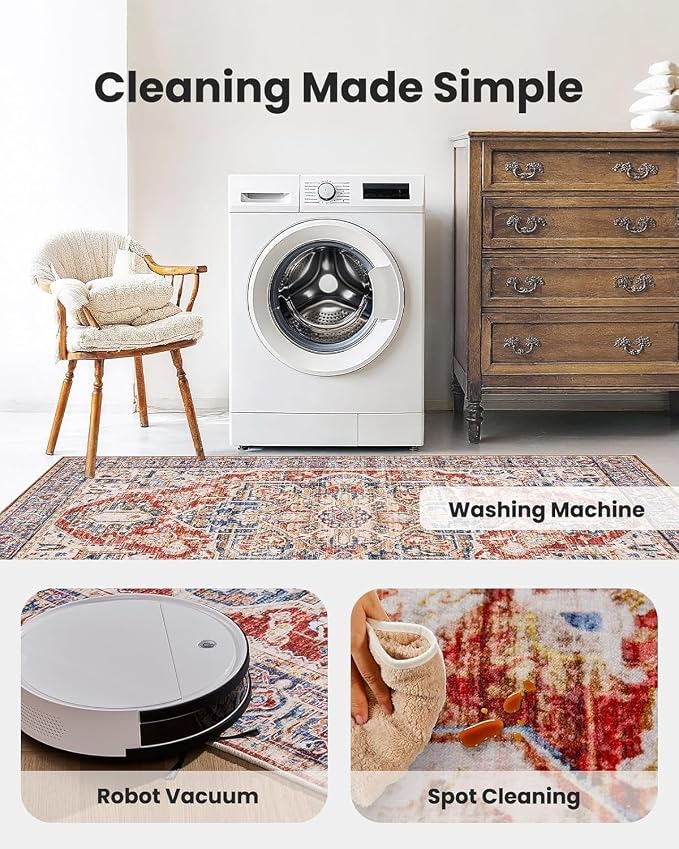 AMADA HOMEFURNISHING 9x12 Washable Area Rug, Low-Profile Large Area Rug - Image 6
