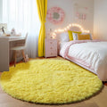 Yellow Round Rugs 5ft for Bedroom Living Room, Fluffy Circle Area Rug for Kids by ONASAR