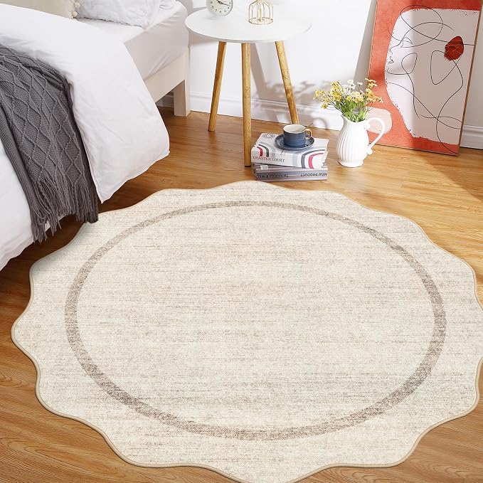 GarveeHome Scalloped Round Rugs 6 ft Washable Area Rug - Image 8