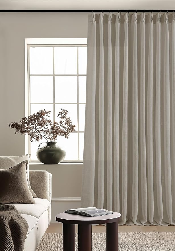 Burlywood Birch 84 Inches Long 70 Inch Wide Linen Curtains Pinch Pleated | - Image 9