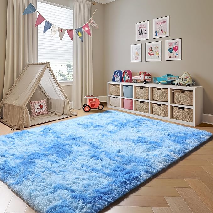Area Rugs for Bedroom Living Room, Fluffy Fuzzy Shag Shaggy 4x6 Bedside Tie-Dye - Image 5
