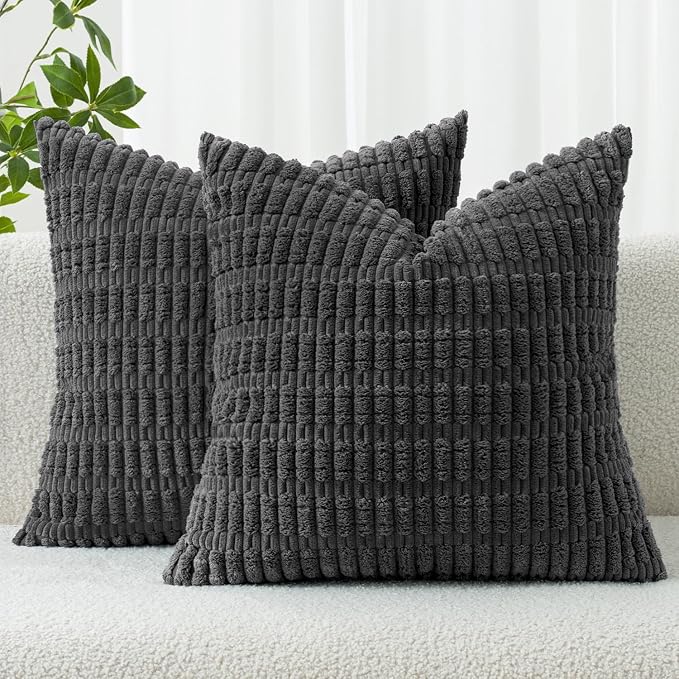 MIULEE Pack of 2 Corduroy Decorative Throw Pillow Covers 24x24 Inch Soft Boho by MIULEE