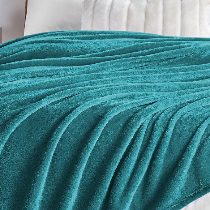Walensee Fleece Blanket Plush Throw Fuzzy Lightweight (Queen Size 90x90 Teal) Super Soft Microfiber Flannel Blankets for Couch, Bed, Sofa Ultra Luxurious Warm and Cozy for All Seasons