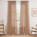 Peach Linen Curtains 90 Inch Long 2 Panels by Nanspring