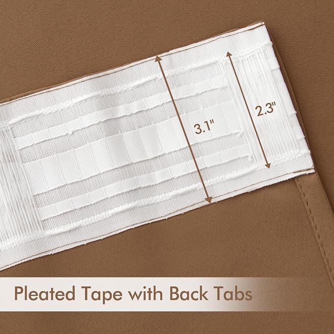 MIULEE Cappuccino Brown Back Tab Blackout Curtains 52"x84" Long 2 Panel Set | - Image 4