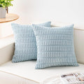 Pack of 2 Corduroy Decorative Throw Pillow Covers 22x22 Inch, Sky Blue | Fall by Unknown