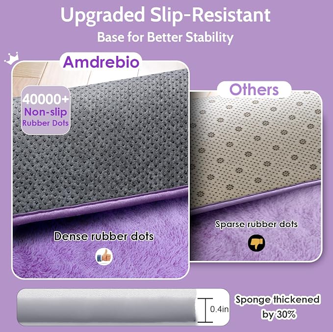 Amdrebio Purple Fuzzy Plush Area Rug 5x7 - Image 5