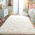 Pionblank Fluffy Area Rug for Bedroom 4x6, Indoor Plush Carpet, Cream White | by PIONBLANK