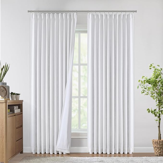 Vision Home White Pinch Pleated Full Blackout Curtains 60 inch Wide Thermal - Image 2