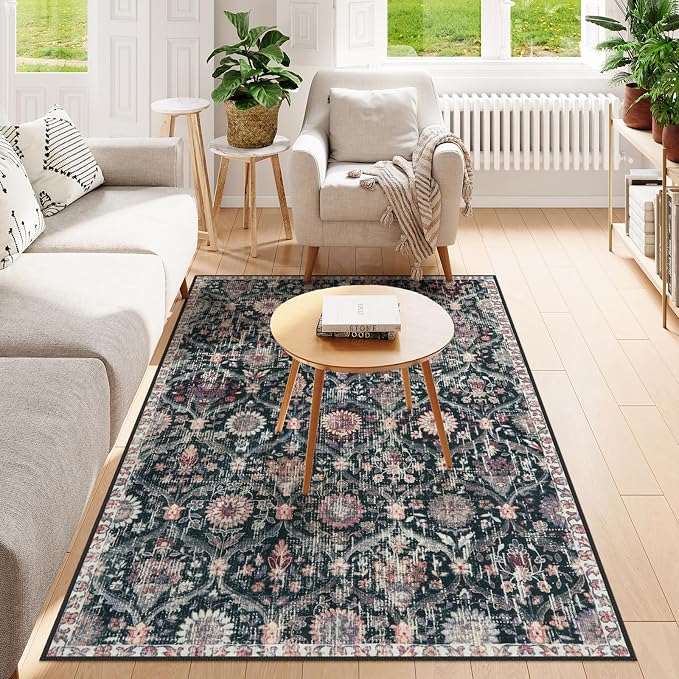 Lahome Moroccan Washable Rugs for Living Room, 4x6 Rug for Bedroom Non-Slip | by Lahome