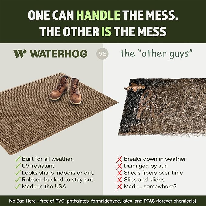 WaterHog Squares Front Door Mat Indoor Outdoor Entrance, All-Weather Mats | - Image 5