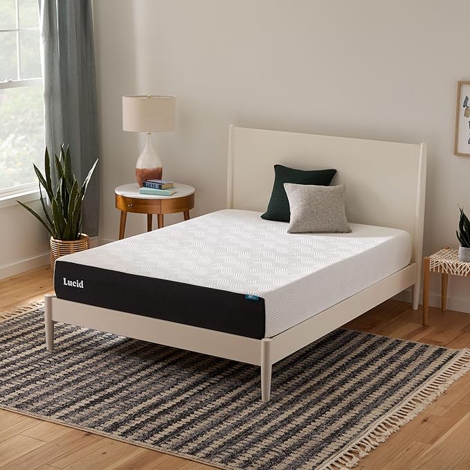 Lucid 10 Inch Memory Foam Mattress - Firm Feel - Infused with Refreshing Bamboo Charcoal and Cooling Gel - Bed in a Box - Temperature Regulating - Pressure Relief - Breathable - King Size