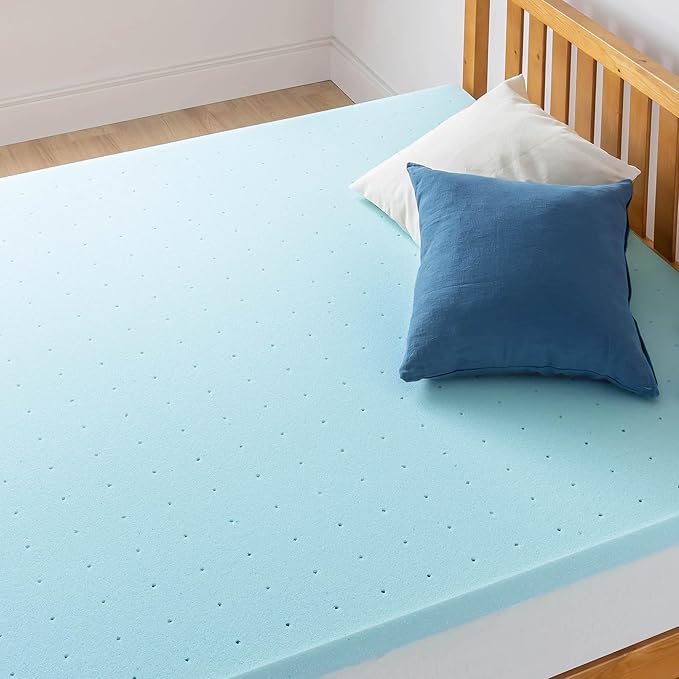 Best Price Mattress 1.5 Inch Ventilated Memory Foam Mattress Topper, Cooling Gel Infusion, CertiPUR-US Certified, Dorm Essentials, Full