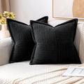 MIULEE Black Corduroy Decorative Euro Sham Pillow Covers 24x24 Inch by MIULEE