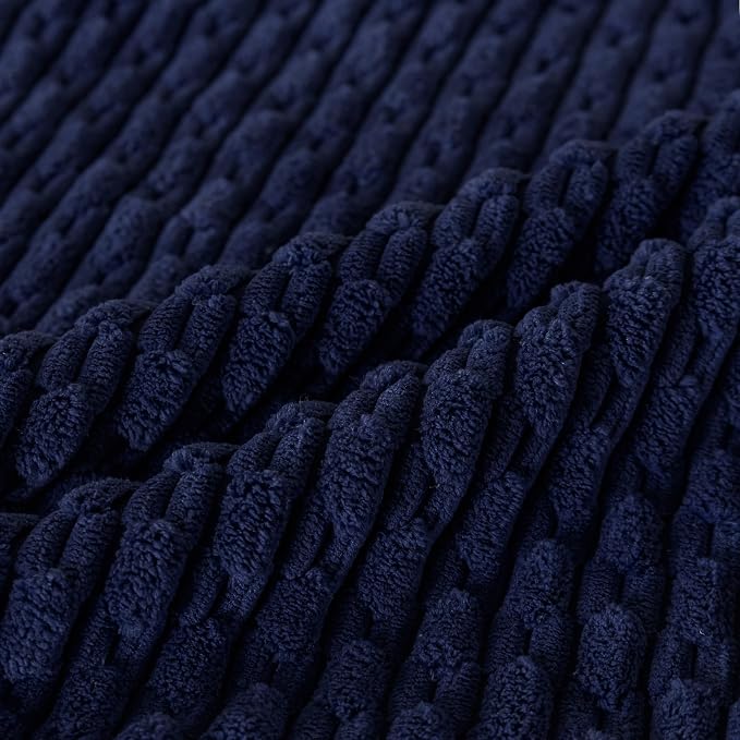 Set of 4 Navy Blue Decorative Throw Pillow Covers 26x26 Inch Corduroy Pillow - Image 4