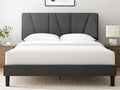 ZINUS King Maya Upholstered Bed Frame with Asymmetric Headboard, Durable Wooden Slats, Sturdy Framework, Noise Free Sleep, No Box Spring Needed, Easy Assembly, Eco Friendly Packaging, Dark Grey